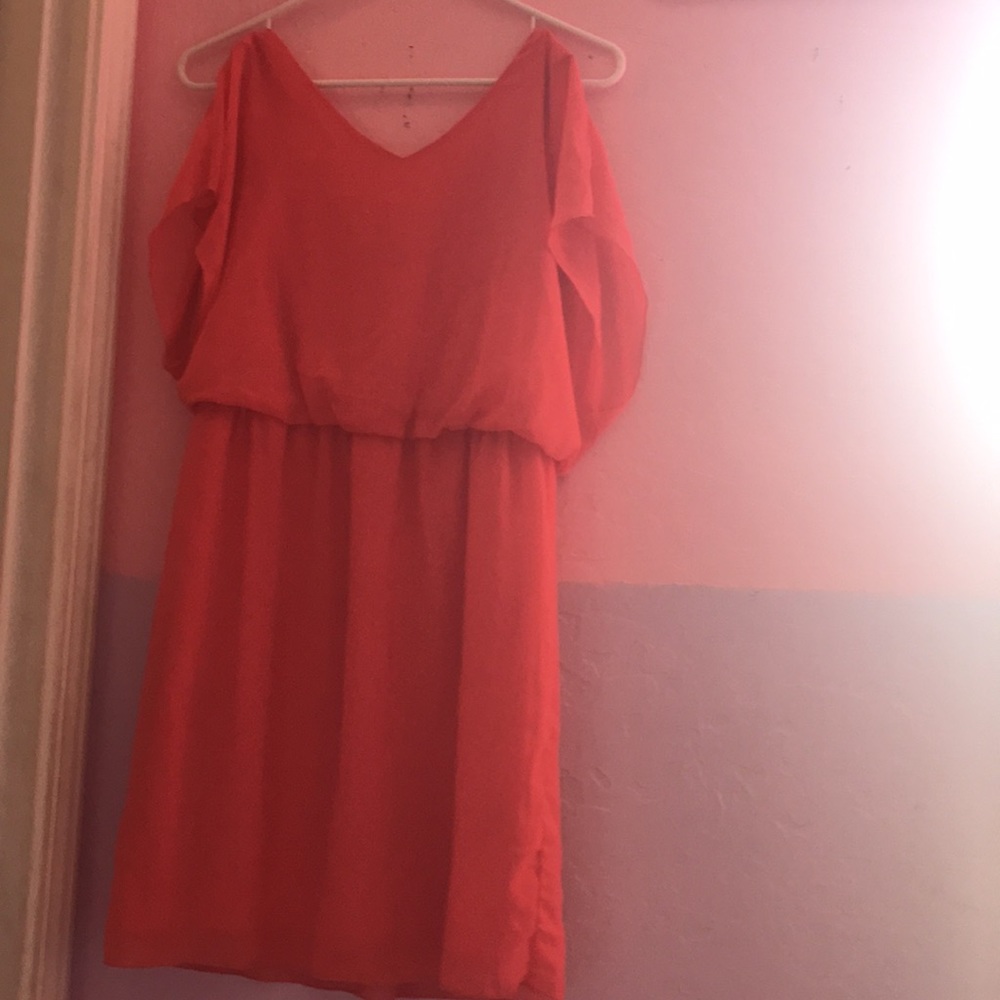 Coral pink cocktail dress
